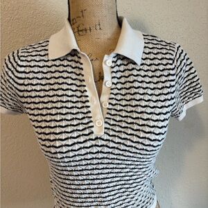 Club Monaco Black and White Textured Button Down Shirt